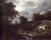 Jacob van Ruisdael Bleaching Ground in a hollow by a cottage oil painting on canvas